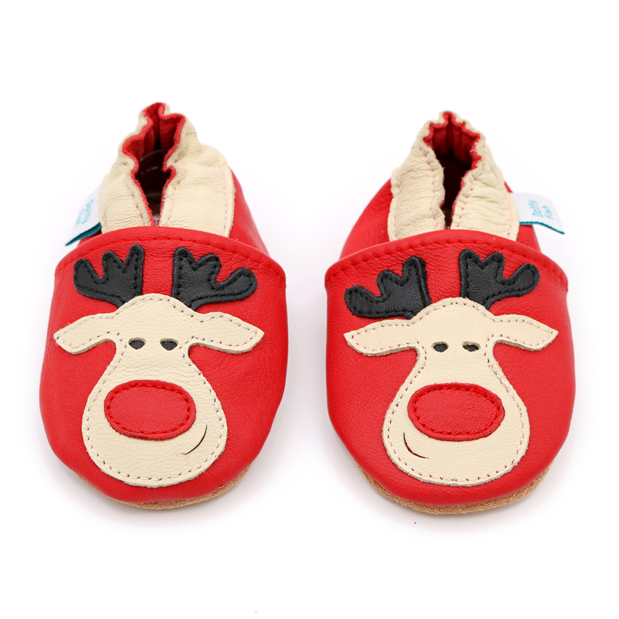 Pantofi din piele moale cu renul Rudolph