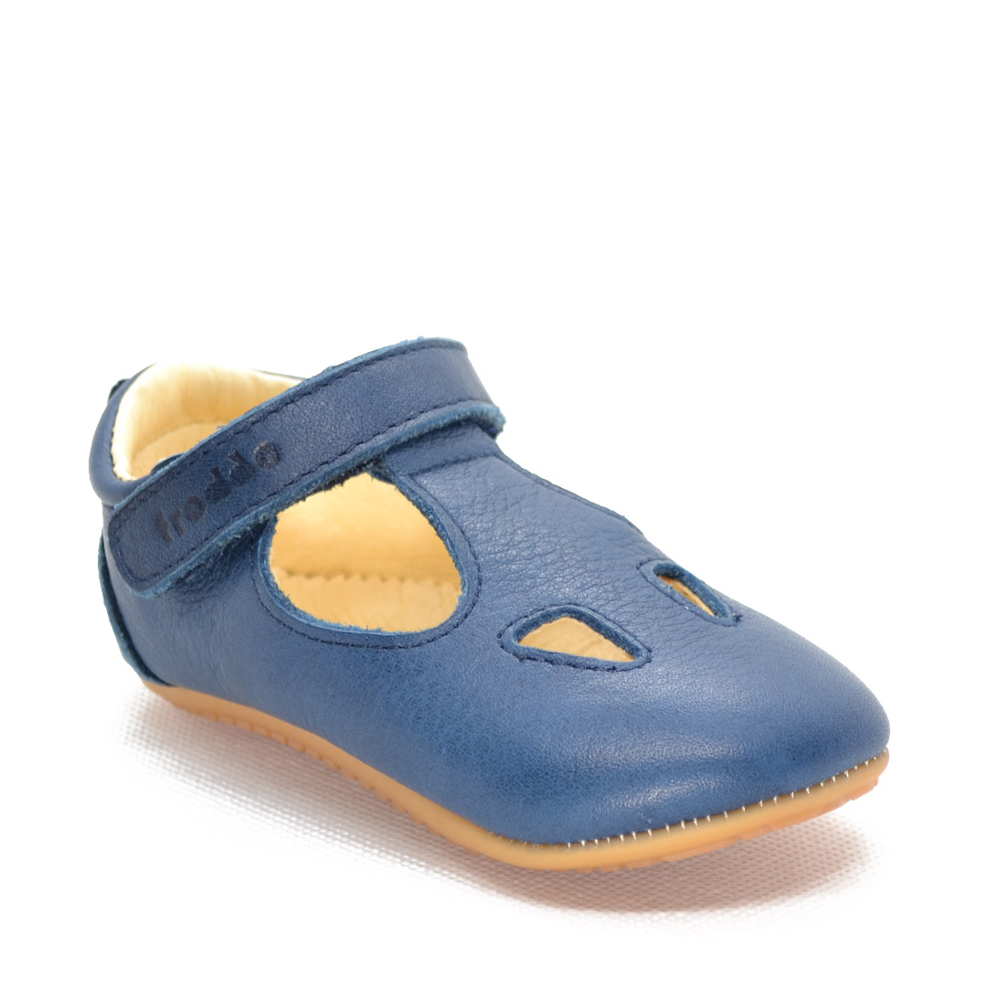 Pantofi din piele moale cu perforatii si talpa flexibila, albastru, Froddo