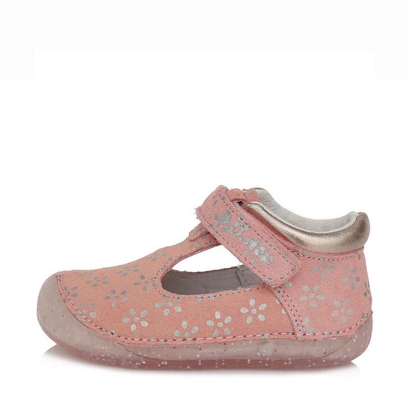 Pantofi decupati din piele naturala primii pași, Barefoot, D.D.Step, roz