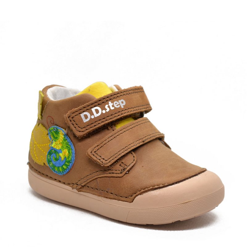 Pantofi din piele naturala primii pași, D.D.Step, cameleon, maro