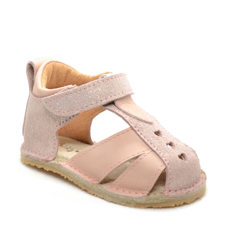 Sandale copii din piele naturala cu talpa flexibila vibram, roz sidef