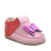 Pantofi barefoot pentru copii, piele naturala, primii pasi, talpa flexibila, roz model cu fluturas_RO-16-7-20_Pebebe