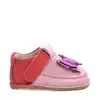 Pantofi barefoot pentru copii, piele naturala, primii pasi, talpa flexibila, roz model cu fluturas_RO-16-7-20_Pebebe
