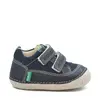 Pantofi Sostankro, piele naturala si material textil, talpa flexibila, bleumarin, Kickers_894560-10-101-19_Pebebe