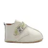 Ghete barefoot copii, piele naturala, talpa flexibila, crem cu bareta imprimeu,_RO-104-14-21_Pebebe