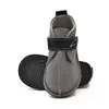 Ghete barefoot copii, piele naturala, talpa flexibila, gri cu bareta neagra_RO-104-11-17_Pebebe