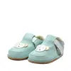 Pantofi barefoot, primii pasi, piele naturala, talpa flexibila, turcoaz, ursulet, Rain_Ari-006-18_Pebebe