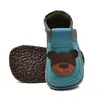 Pantofi primii pasi barefoot copii, piele naturala, talpa flexibila, turcoaz, ursulet_RO-16-10-22_Pebebe