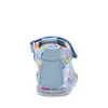 Sandale copii, barefoot, primii pasi, piele naturala, talpa flexibila, inchidere cu scai, albalbastru cu imprimeu_RO-103-6-22_Pebebe