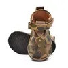 Sandale copii, barefoot, primii pasi, piele naturala, talpa flexibila, inchidere cu scai, print army_RO-103-9-17_Pebebe