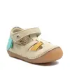 Sandale Sushy, piele naturala, talpa flexibila, bej albastru, Kickers_611086-10-111-18_Pebebe