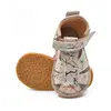 Sandale copii, barefoot, primii pasi, piele naturala, talpa flexibila, inchidere cu scai, bej pictat_RO-103-12-22_Pebebe