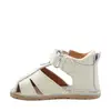Sandale copii, barefoot, primii pasi, piele naturala, talpa flexibila, inchidere cu scai, crem_RO-100-3-22_Pebebe