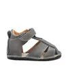 Sandale copii, barefoot, primii pasi, piele naturala, talpa flexibila, inchidere cu scai, gri_RO-100-8-17_Pebebe