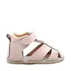 Sandale copii, barefoot, primii pasi, piele naturala, talpa flexibila, inchidere cu scai, roz deschis_RO-100-2-22_Pebebe
