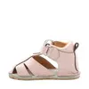Sandale copii, barefoot, primii pasi, piele naturala, talpa flexibila, inchidere cu scai, roz deschis_RO-100-2-22_Pebebe