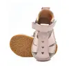 Sandale copii, barefoot, primii pasi, piele naturala, talpa flexibila, inchidere cu scai, roz deschis_RO-100-2-22_Pebebe