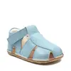 Sandale din piele naturală  cu scai și talpă din cauciuc flexibil, azur, LUY_RO-12-Azur-18_Pebebe