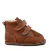 Ghete copii Barefoot, piele naturala, captuseala din blana, talpa felxibila, maro cognac, Stuy_RO-115-3-17_Pebebe