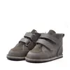 Ghete copii Barefoot, primii pasi, piele naturala, captuseala din blana, talpa felxibila, khaki, Stuy_RO-115-6-24_Pebebe