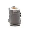 Ghete copii Barefoot, primii pasi, piele naturala, captuseala din blana, talpa felxibila, khaki, Stuy_RO-115-6-24_Pebebe