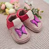 Pantofi barefoot pentru copii, piele naturala, primii pasi, talpa flexibila, roz model cu fluturas_RO-16-7-20_Pebebe