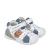 Sandale baieti, piele naturala, talpa flexibila, protectie degete, Biogateo Casual, alb albastru, Biomecanics_252116-B834-18_Pebebe