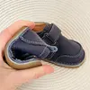 Pantofi barefoot baieti, piele naturala, primii pasi, talpa flexibila, culoare bleumarin, Smiley_RO-500-2-18_Pebebe