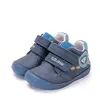 Pantofi D.D. Step baieti, piele naturala, barefoot, primii pasi, talpa fluorescenta, albastru inchis, furnicute_S070-52576-20_Pebebe