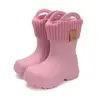 Cizme de ploaie pentru fete, roz inchis, din cauciuc cu interior textil detașabil – D.D.Step_I106-52973-30/31_Pebebe