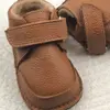 Ghete barefoot pentru copii, primii pasi, piele naturala, captuseala din blana, talpa flexibila, maro, Smiley_RO-600-5-17_Pebebe
