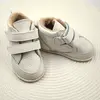 Ghete copii Barefoot, primii pasi, piele naturala, captuseala din blana, talpa felxibila, crem, Stuy_RO-115-10-24_Pebebe
