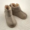 Cizme din piele pentru copii, barefoot, primii pasi, talpa flexibila, imblanite, bej_RO-106-29-22_Pebebe