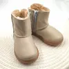 Cizme din piele pentru copii, primii pasi, talpa flexibila, imblanite, bej_RO-700-1-23_Pebebe