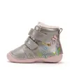 Ghete D.D Step fete, piele naturala, talpa flexibila, imblanite, bronz cu flori si albinute_W015-52997-24_Pebebe
