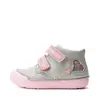 Pantofi D.D. Step fete, piele naturala, primii pași, talpa felxibilă, gri deschis, design cu inimoare_S066-61412B-22_Pebebe