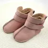 Cizme din piele pentru copii, primii pasi, barefoot, talpa flexibila, imblanite, roz deschis_RO-106-18-24_Pebebe