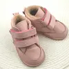 Ghete copii Barefoot, primii pasi, piele naturala, captuseala din blana, talpa felxibila, roz, Stuy_RO-115-2-24_Pebebe