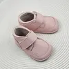Pantofi barefoot din piele naturala pentru copii, primii pasi, inchidere cu scai si talpa din flexibila, roz_RO-14-9-24_Pebebe