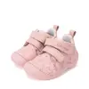 Pantofi D.D. Step fete, primii pasi, piele naturala, talpa flexibila, roz cu imprimeu flori_S015-61675A-24_Pebebe