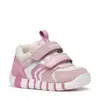 Pantofi Geox fete, piele naturala, brant antibacterian, Geox Respira, Iupidoo, roz cu alb_B3558C-02214-C5825-18_Pebebe