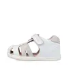 Sandale fete Barefoot Biomecanics Wider, Piele Naturala, Alb cu Imprimeu catel_262160-B050-22_Pebebe
