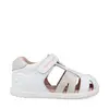Sandale fete Barefoot Biomecanics Wider, Piele Naturala, Alb cu Imprimeu catel_262160-B050-22_Pebebe