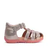 Sandale fete cu barete si ajustare cu 2 scaiuri, piele naturala, talpa flexibila, roz/auriu, D.D.Step_G111-61400-22_Pebebe