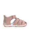 Sandale fete cu barete si ajustare cu 2 scaiuri, piele naturala, talpa flexibila, roz, D.D.Step_G111-61843CM-29_Pebebe