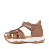Sandale D.D. Step fete, piele naturală, maro cu imprimeu flori_G064-61849-25_Pebebe
