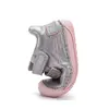 Pantofi D.D. Step, Barefoot, fete, piele naturala, primii pasi, argintiu, design cu inimoare si mesaj_S070-62332-20_Pebebe
