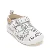 Pantofi de interior D.D.Step de colorat, cu carioci incluse, 2 scaiuri, alb, print Fast Food_C086-71353A-20_Pebebe