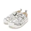 Pantofi de interior D.D.Step de colorat, cu carioci incluse, 2 scaiuri, alb, print Fast Food_C086-71353A-20_Pebebe