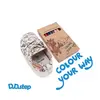 Pantofi de interior D.D.Step de colorat, cu carioci incluse, 2 scaiuri, alb, print Legume si fructe_C086-71353-20_Pebebe